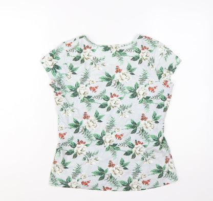 Laura Ashley Women’s White Floral Cotton T-Shirt UK 10