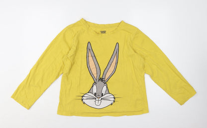 Primark Looney Tunes Women’s Yellow Cotton Bugs Bunny Long Sleeve Pyjama Top Size 12-14