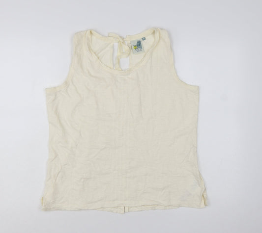 Weird Fish Women's Ivory 100% Cotton Sleeveless Tank Top Size 16