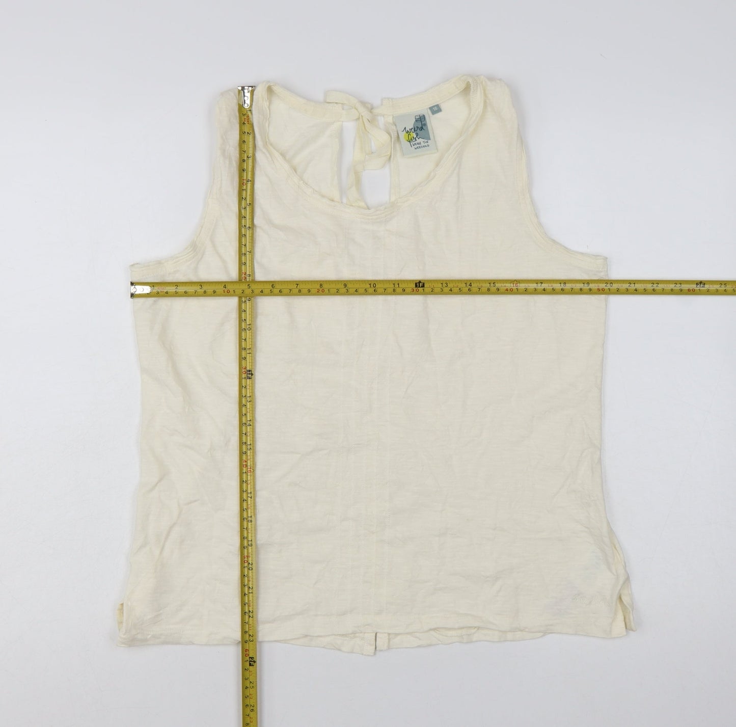 Weird Fish Women's Ivory 100% Cotton Sleeveless Tank Top Size 16