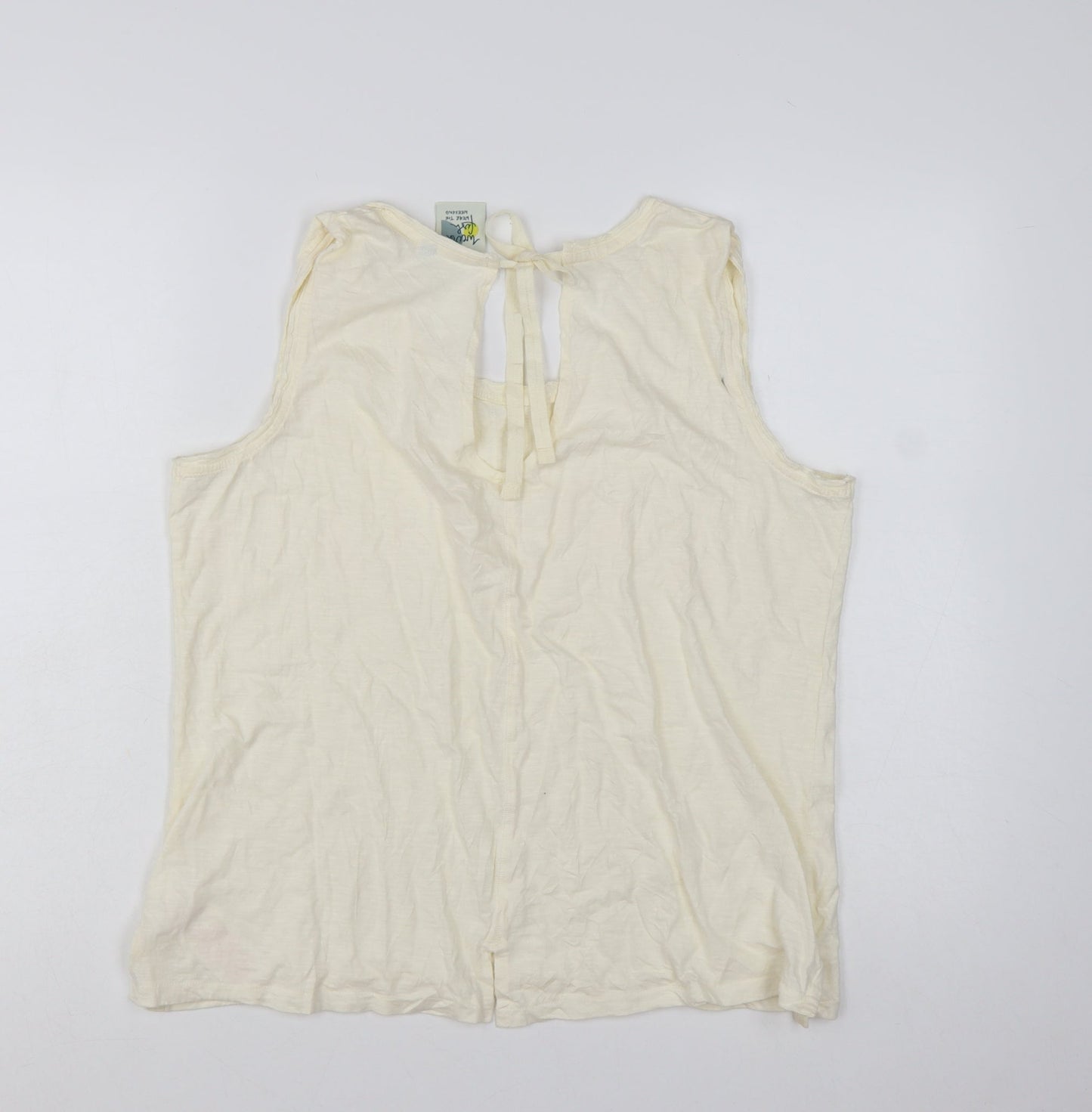 Weird Fish Women's Ivory 100% Cotton Sleeveless Tank Top Size 16