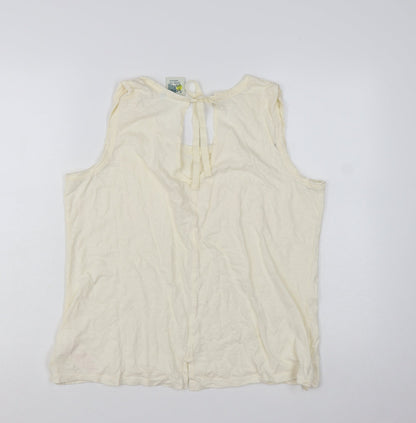 Weird Fish Women's Ivory 100% Cotton Sleeveless Tank Top Size 16