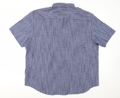 Marks and Spencer Men's Blue Check Short Sleeve Button-Up Shirt 3XL