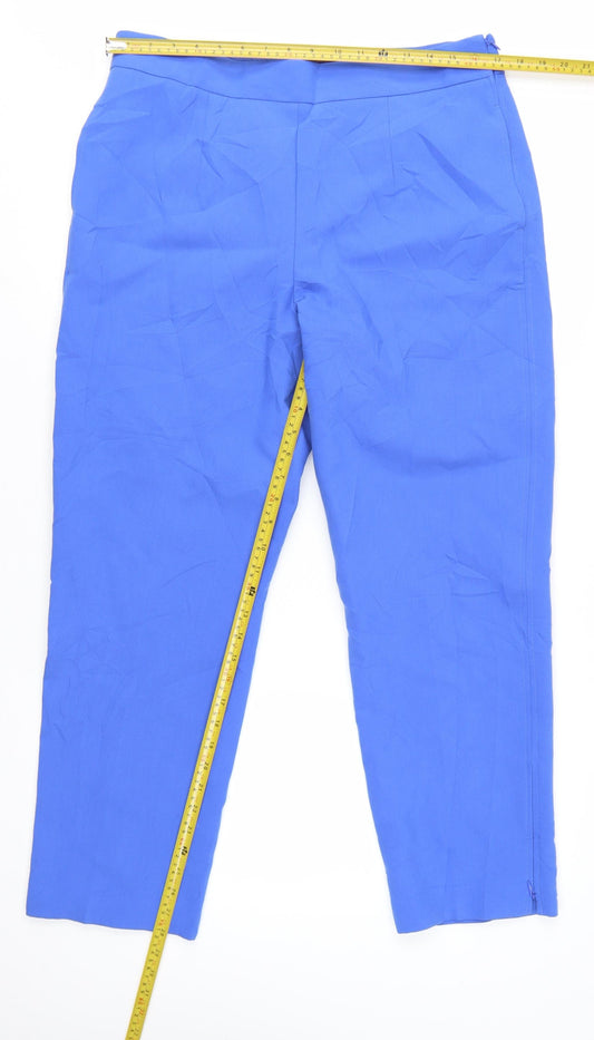 Marks and Spencer Women Blue Slim Ankle Trousers Size 16 Regular