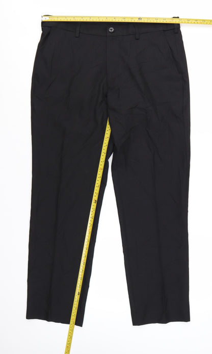 Marks and Spencer Men's Black Regular Fit Dress Pants 34W 29L