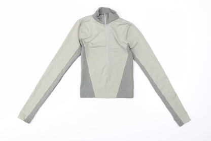 Urban Outfitters Women Grey High Neck Long Sleeve 1/4 Zip Active Top Size S