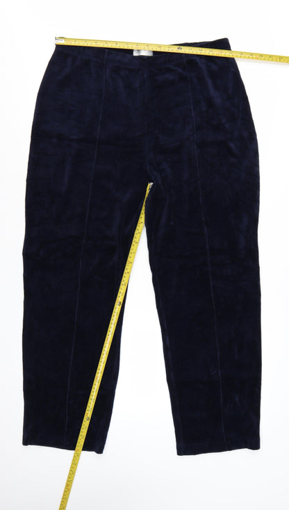 David Nieper Women's Blue Velvet Straight Leg Stretch Trousers UK 18
