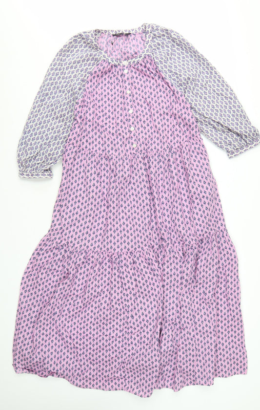 Marks and Spencer Women's Pink Floral Swing Dress Size 12