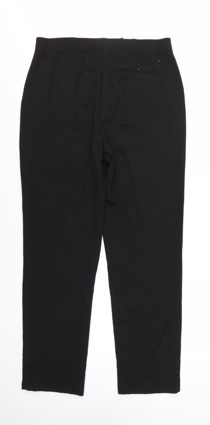 Marks and Spencer Womens Black Size 16 Straight Leg Stretch Trousers