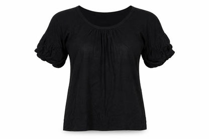 Calvin Klein Women's Black Petites M Scoop Neck Puff Sleeve Blouse