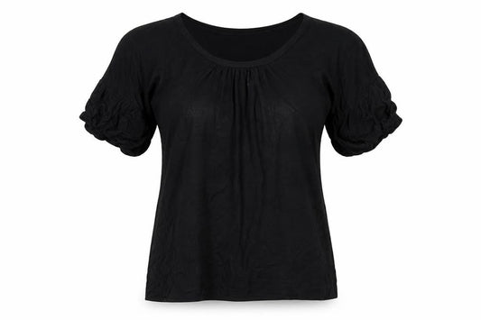 Calvin Klein Women's Black Petites M Scoop Neck Puff Sleeve Blouse