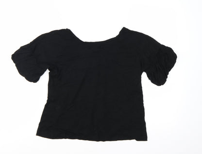 Calvin Klein Women's Black Petites M Scoop Neck Puff Sleeve Blouse