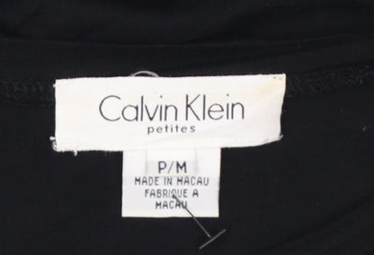 Calvin Klein Women's Black Petites M Scoop Neck Puff Sleeve Blouse