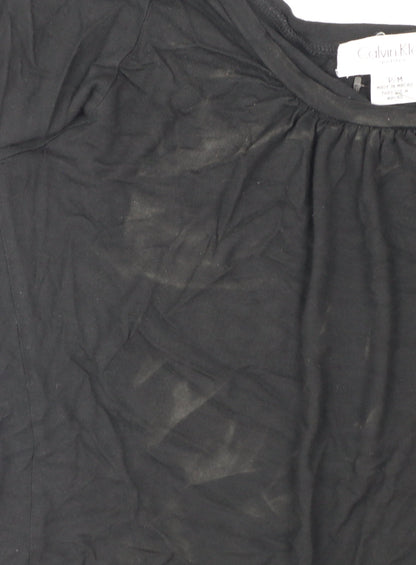 Calvin Klein Women's Black Petites M Scoop Neck Puff Sleeve Blouse