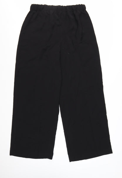 ZARA Womens Black Wide-Leg Polyester Drawstring Trousers L