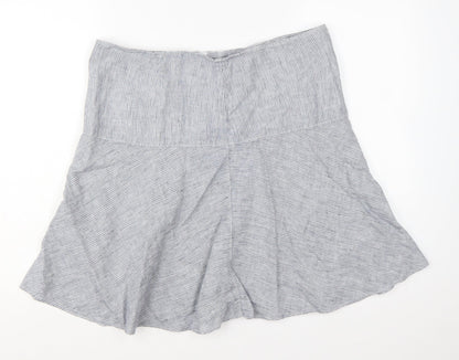 Marks and Spencer Womens Grey Striped Linen A-Line Skirt UK 16