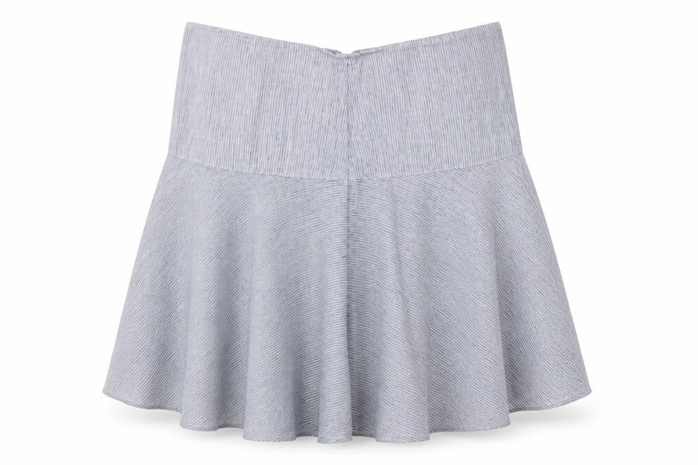 Marks and Spencer Womens Grey Striped Linen A-Line Skirt UK 16