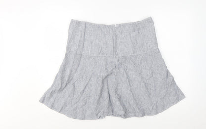 Marks and Spencer Womens Grey Striped Linen A-Line Skirt UK 16