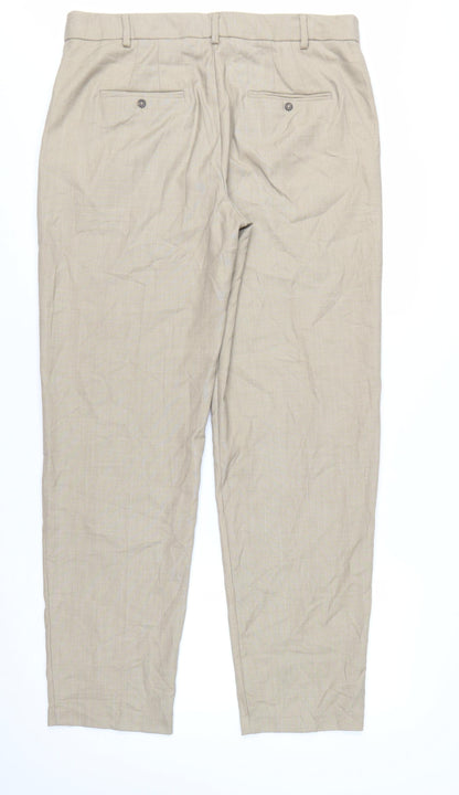 Marks and Spencer Women’s Beige Relaxed Straight Trousers Size 14 Long
