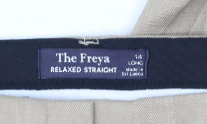 Marks and Spencer Women’s Beige Relaxed Straight Trousers Size 14 Long