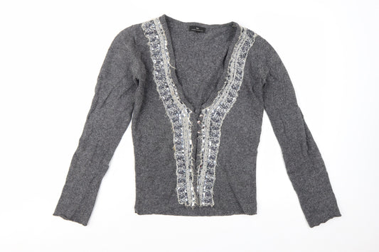 Day Birger et Mikkelsen Women's Grey Sequin V-Neck Cardigan S