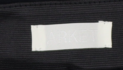 Arket Women's Black Slim Straight Cotton Trousers Size 10