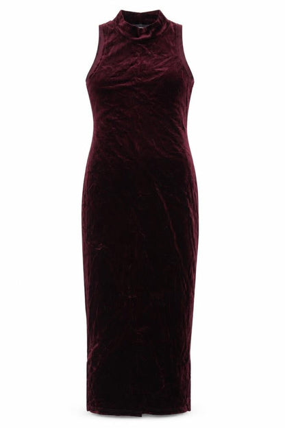 MINKPINK Women Red Velvet Sleeveless Bodycon Midi Dress M