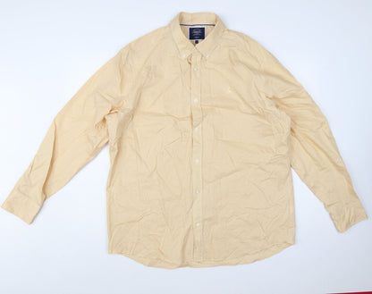 Charles Tyrwhitt Men's Yellow Check Classic Fit Long Sleeve Shirt XL