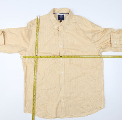 Charles Tyrwhitt Men's Yellow Check Classic Fit Long Sleeve Shirt XL