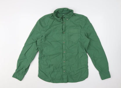 Marks and Spencer Men's Green Regular Fit Cotton Button-Up Shirt M
