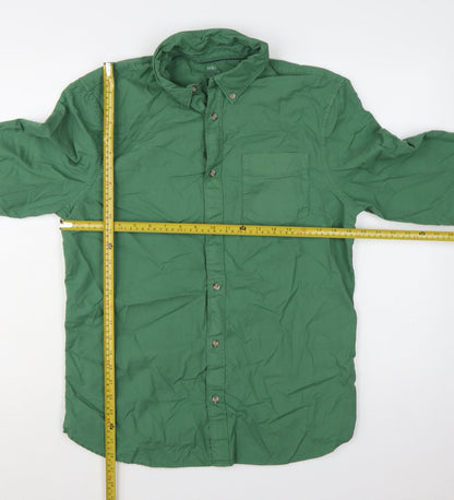 Marks and Spencer Men's Green Regular Fit Cotton Button-Up Shirt M
