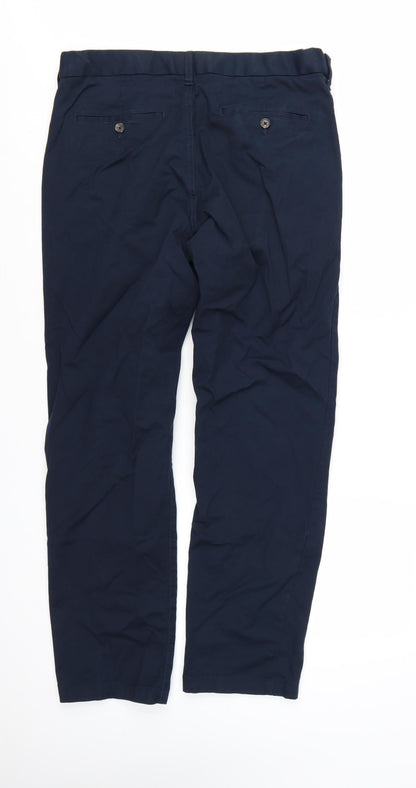 Marks and Spencer Men's Blue Heritage Regular Fit Chino Trousers 34W 31L