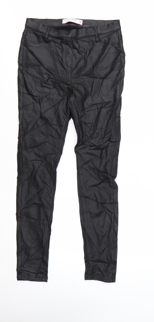 Next Women Black Size 12 Long Pull-On Mid Rise Leggings