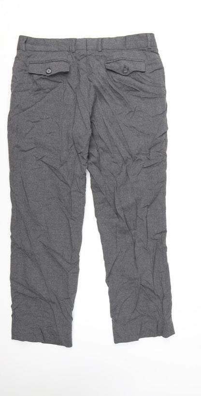 H&M Viktor & Rolf Women's Grey Wool Trousers Size 16 Pleated Workwear