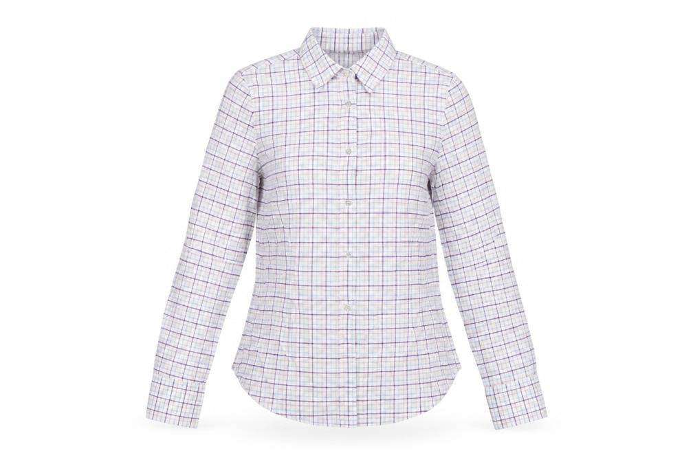 ZARA Basic Women's White Check Long Sleeve Button-Up Shirt Size M