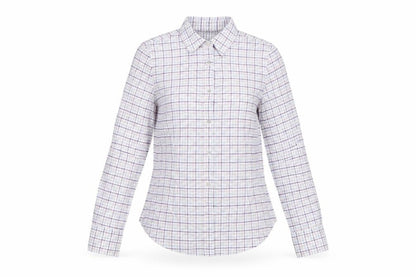 ZARA Basic Women's White Check Long Sleeve Button-Up Shirt Size M