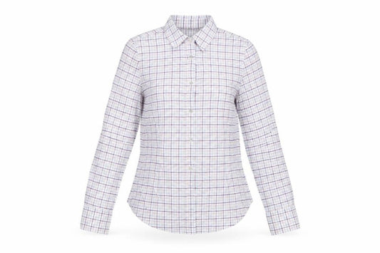 Zara Basic Women's White Check Long Sleeve Button-Up Shirt Size M