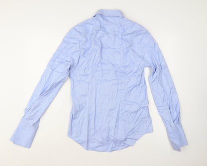 Marks and Spencer Men Blue Slim Fit Cotton Long Sleeve Dress Shirt 15in