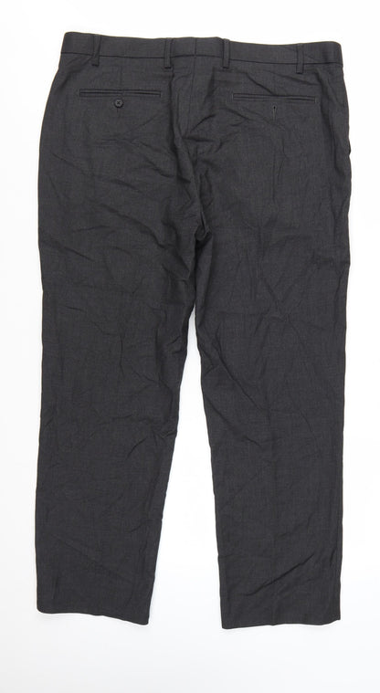 Marks and Spencer Men's Grey Regular Fit Dress Trousers 38W 29L