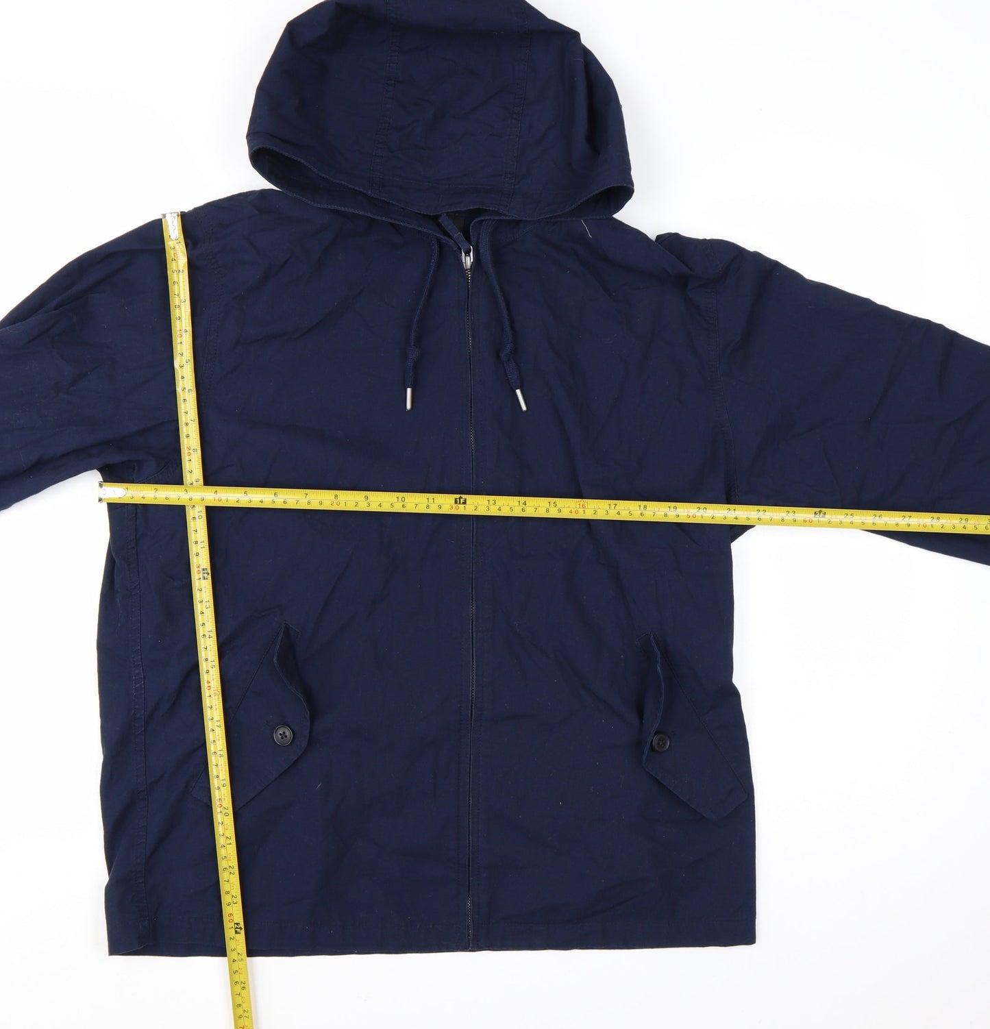Uniqlo Men's Blue Cotton Hooded Windbreaker Jacket L
