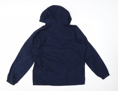 Uniqlo Men's Blue Cotton Hooded Windbreaker Jacket L