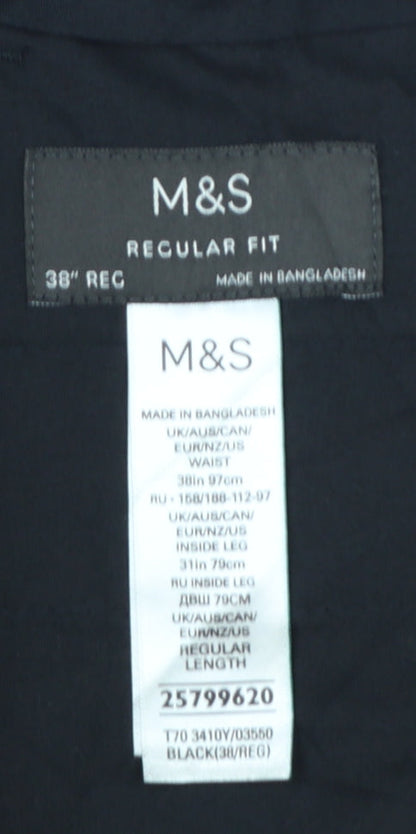 Marks and Spencer Men's Black Regular Fit Dress Pants 38x31