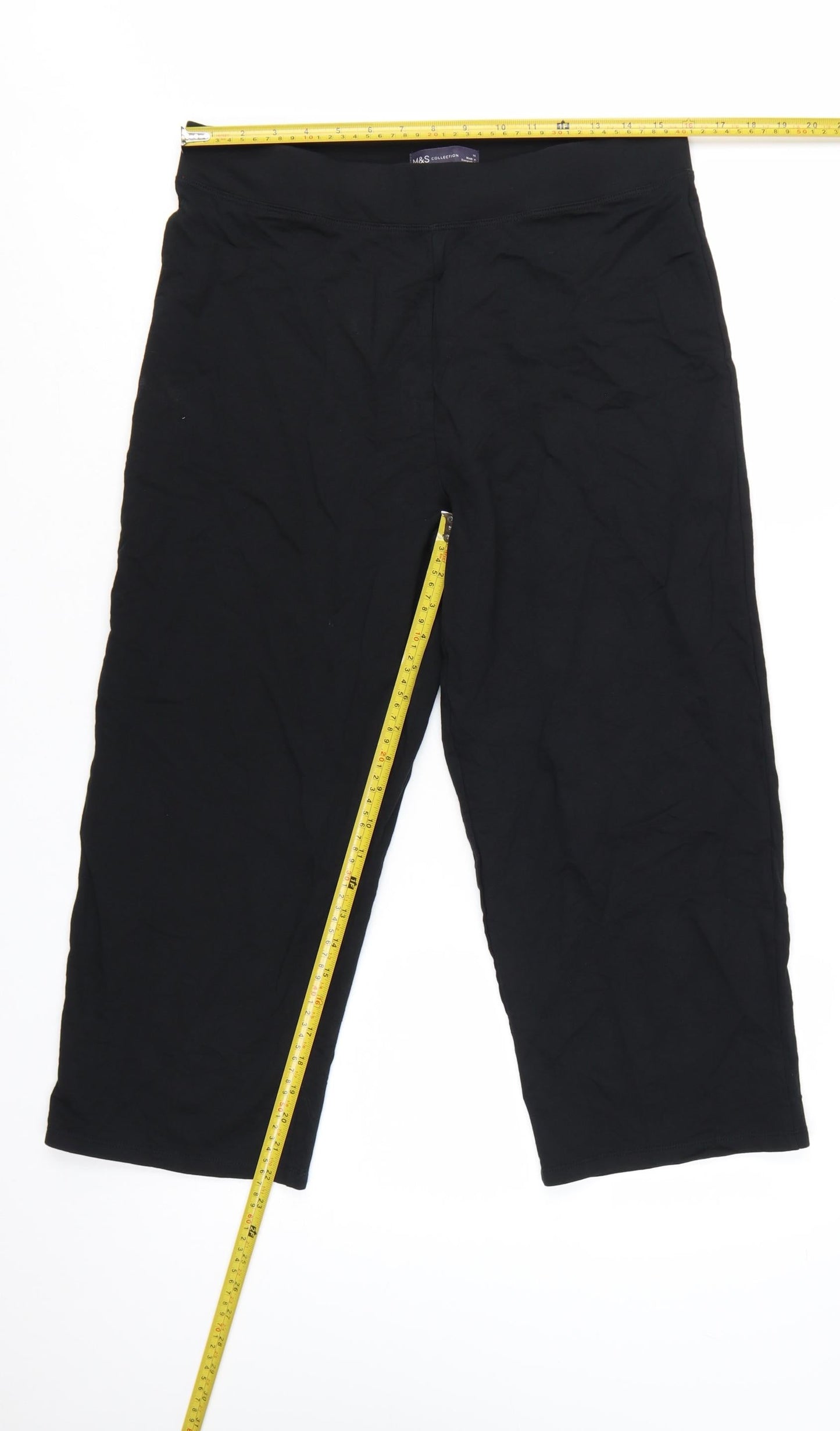 Marks and Spencer Women Black Size 14 Capri Leggings Stretch Cotton