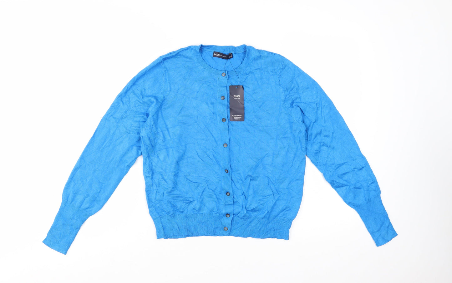 Marks and Spencer Women's Blue Size 14 Cardigan Jumper