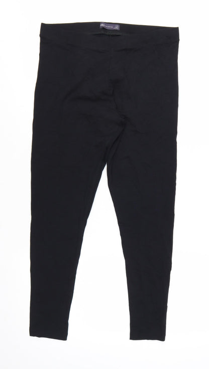 Marks and Spencer Women's Black Cotton Stretch Ankle Leggings Size 12