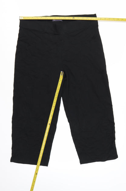 Marks and Spencer Women Black Capri Trousers Size 16 Stretch Cotton