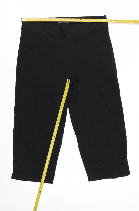 Marks and Spencer Women Black Capri Trousers Size 16 Stretch Cotton