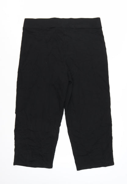 Marks and Spencer Women Black Capri Trousers Size 16 Stretch Cotton