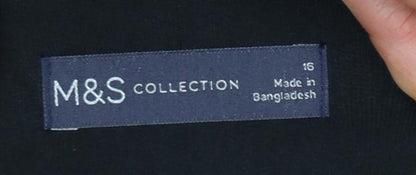 Marks and Spencer Women Black Capri Trousers Size 16 Stretch Cotton