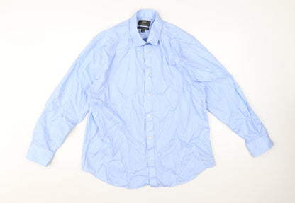 Marks and Spencer Men's Blue Regular Fit Non-Iron 16.5in Shirt